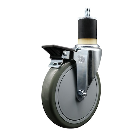 Service Caster 6'' Gray Poly Swivel 1-7/8'' Expanding Stem Caster with Brake SCC-EX20S614-PPUB-PLB-178